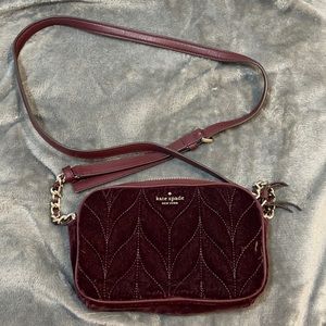Burgendy velvet Kate Spade cross body bag